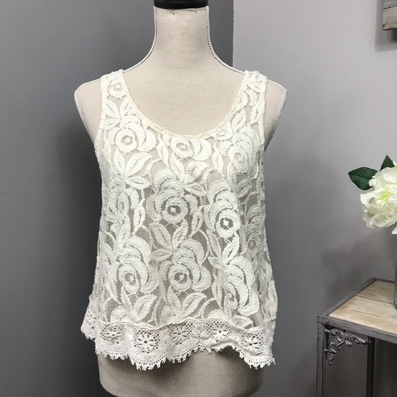Xhilaration Tops - Xhilaration Crochet Boho Tank, Size Large